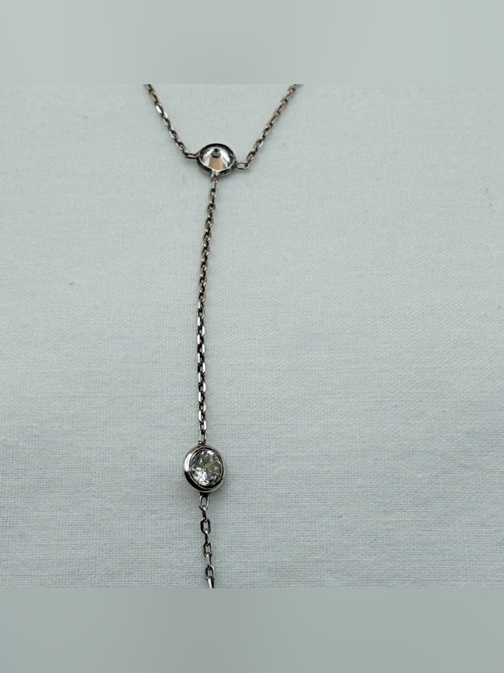 Ulu Sterling Silver Starburst 15” Lariat Necklace Rock Crystal 90s Bling - Picture 5 of 12